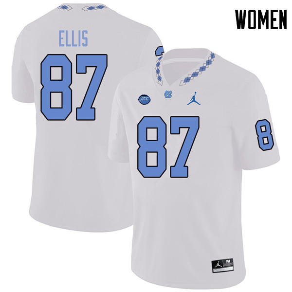 Jordan Brand Women #87 Greg Ellis North Carolina Tar Heels College Football Jerseys Sale-White